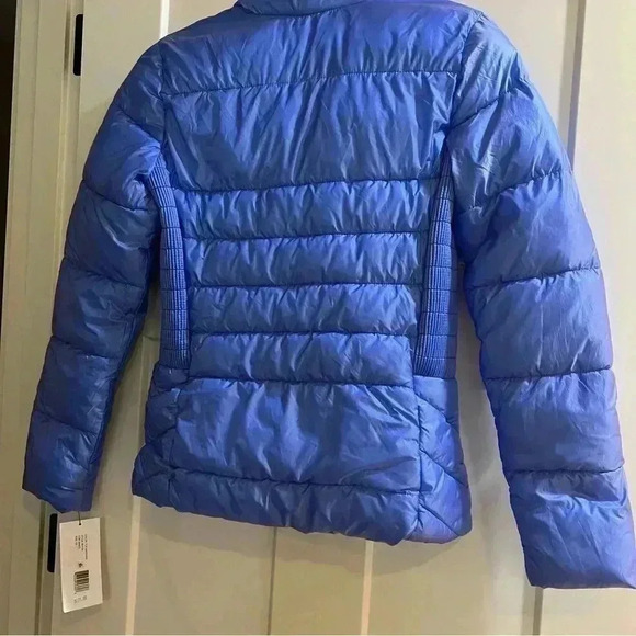 Women's X-small Via Spiga Smocked Quilted Puffer Jacket Sapphire Blue 60113V - Picture 6 of 11